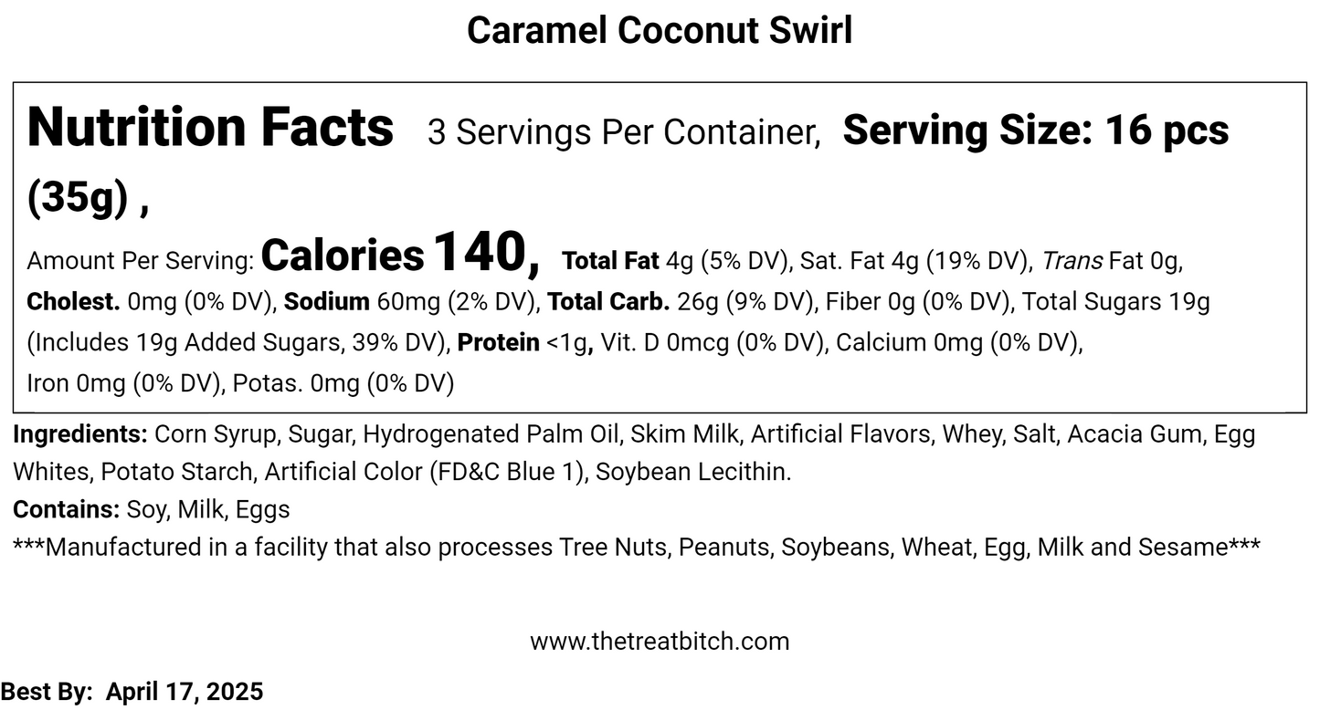 Caramel Coconut Swirl Nutrition