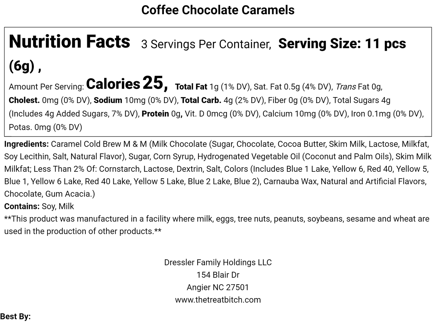 Coffee Chocolate Caramel nutrition facts