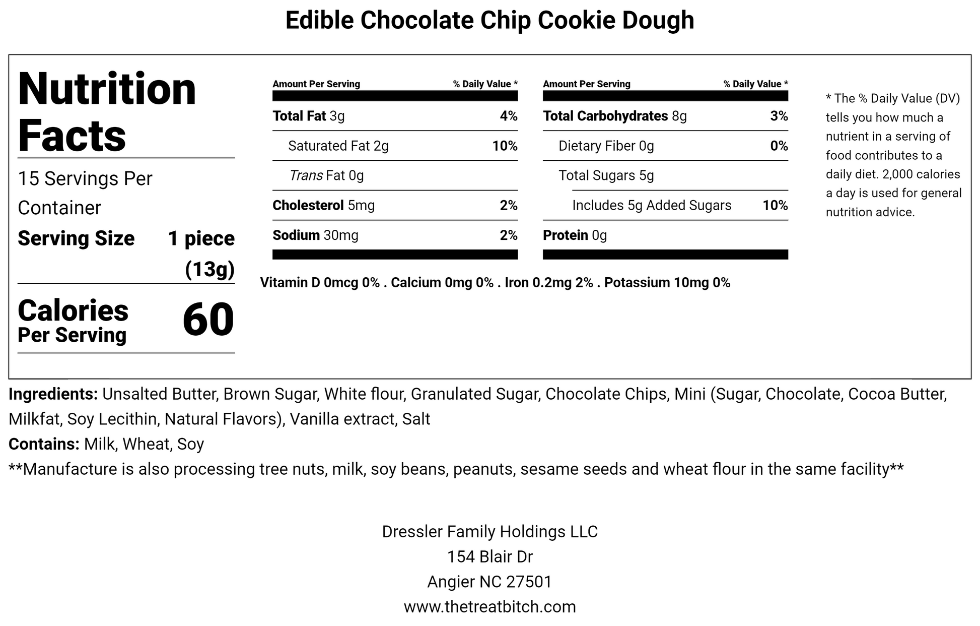 Edible Chocolate Chip Dough facts