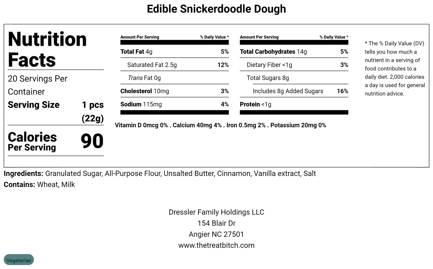 Edible Snickerdoodle Dough  nutrition facts