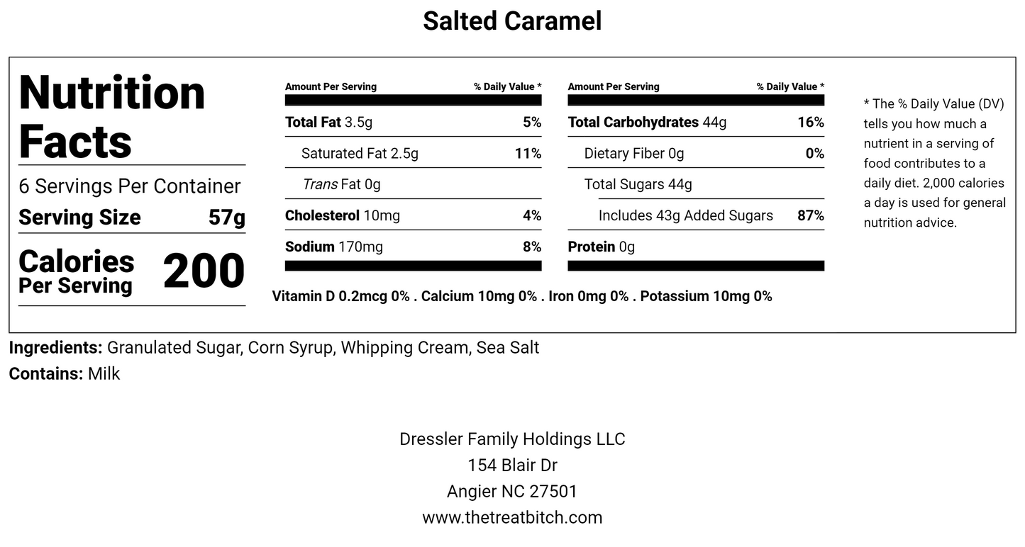 Salted Caramel nutrition facts